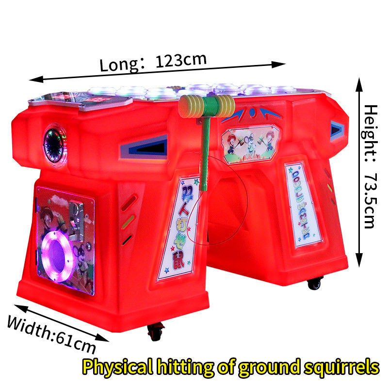 Red Two Person Coin Arcade Machine Physical Ground Mouse Game Machine
